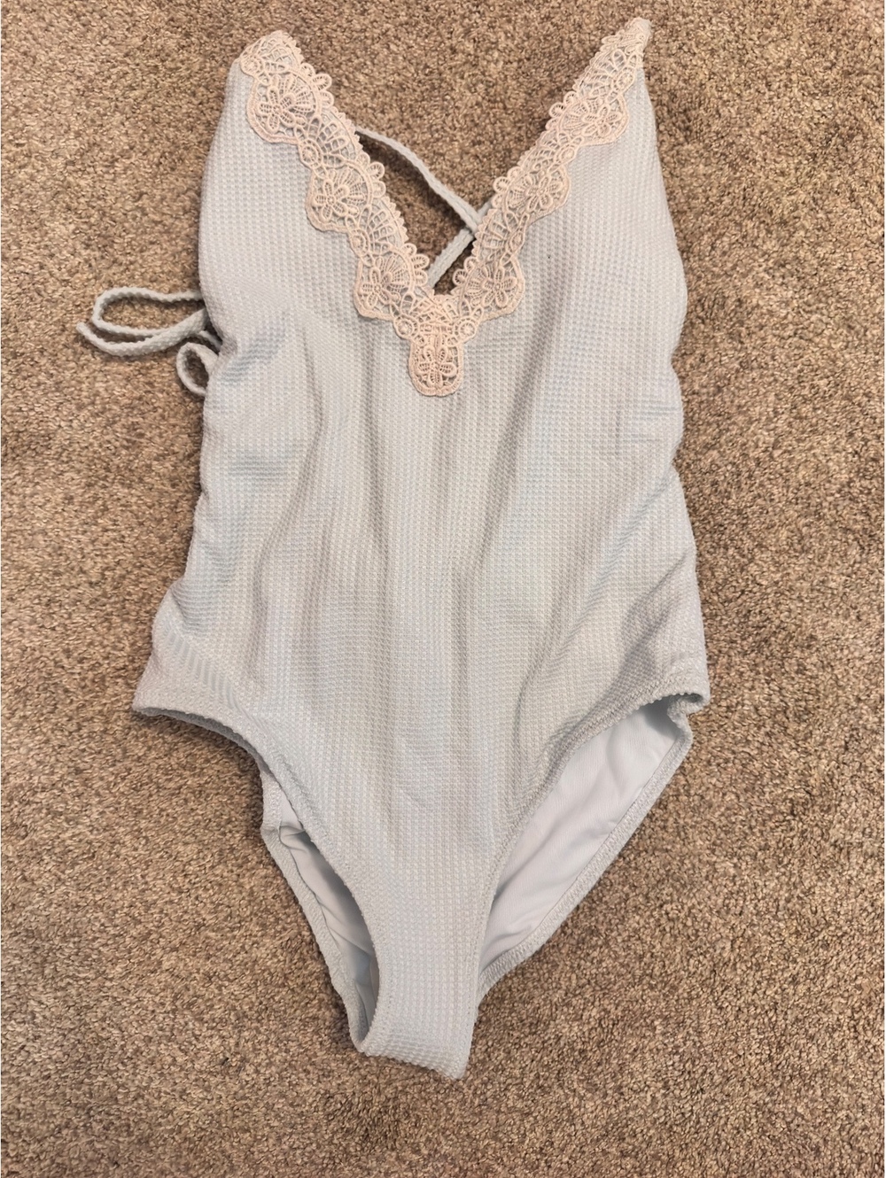 Aerie- Small Light Blue Waffle One Piece Swimsuit